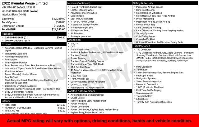 Used 2022 White Hyundai Limited image 7