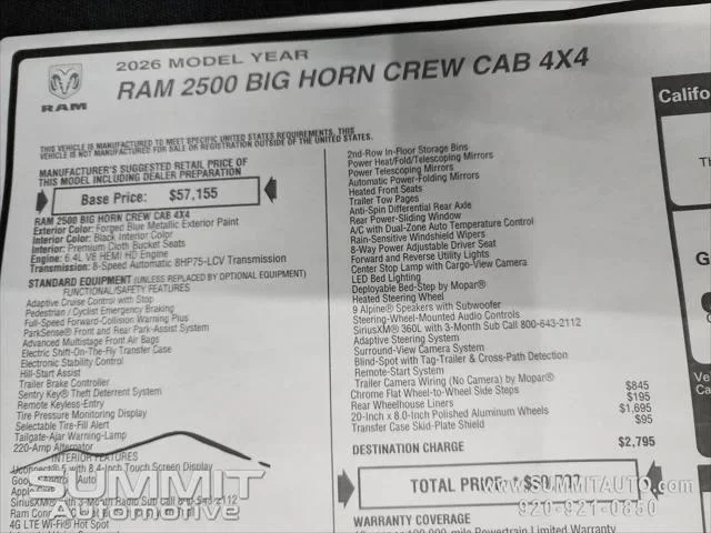 New 2026 Forged Blue Metallic Exterior Paint RAM BIG HORN image 39