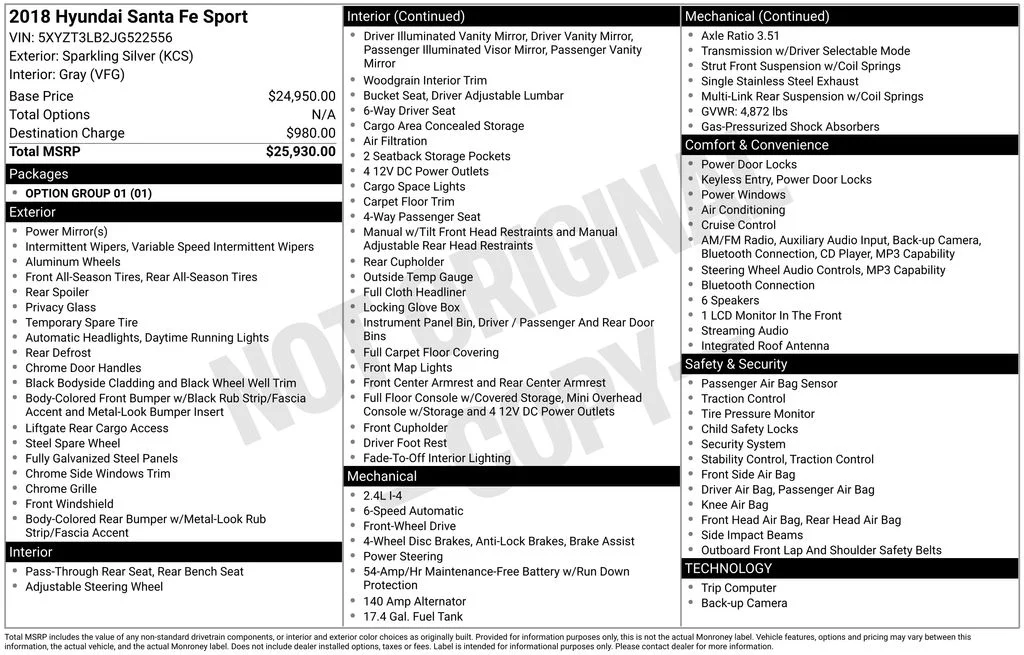 Used 2018 Sparkling Silver Hyundai 2.4 Base image 8
