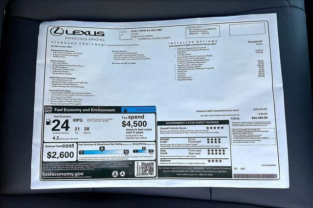 New 2026 Black Lexus 350 image 14
