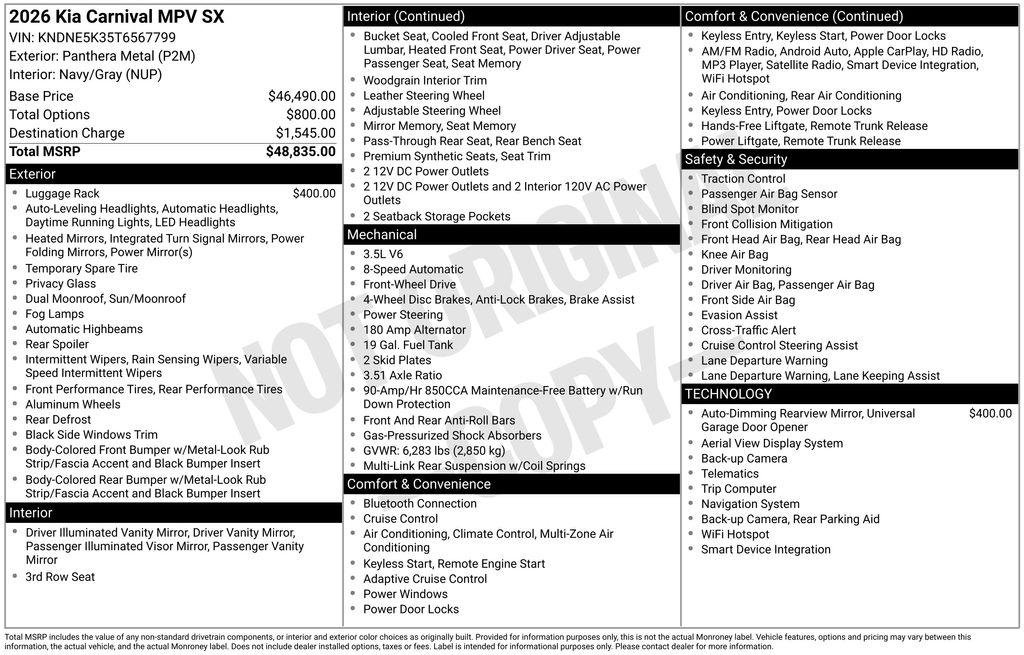 2026 Kia Carnival SX - Photo 7