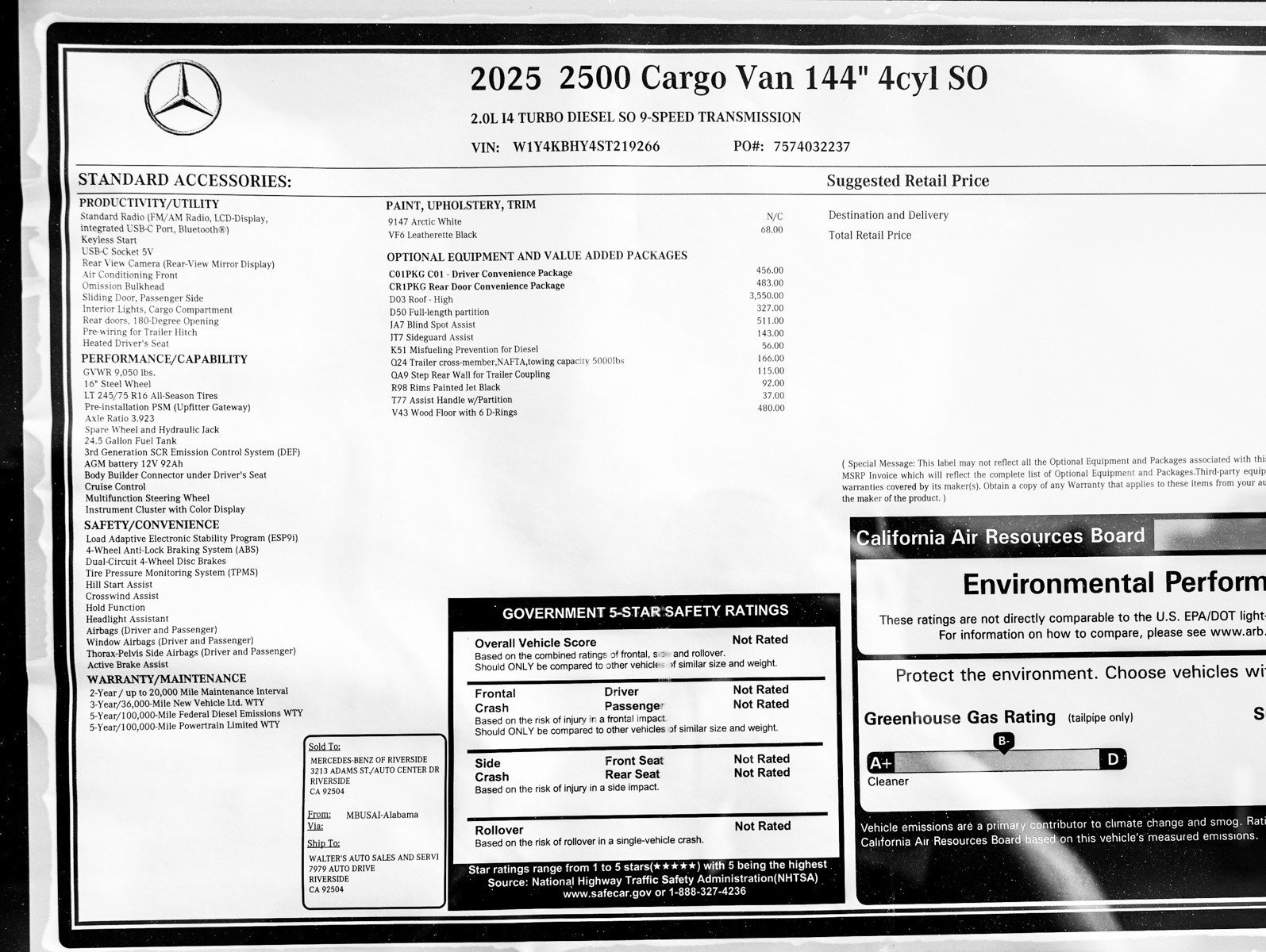 New 2025 Arctic White Mercedes-Benz 2500 High Roof I4 Diesel 144 RWD image 25