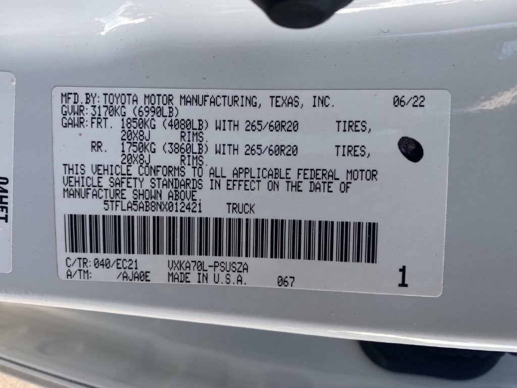 Certified Used 2022 White Toyota SR5 image 21