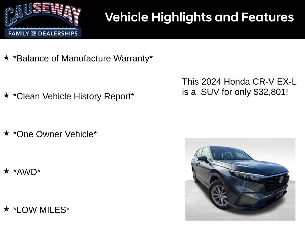 Used 2024 Meteorite Gray Metallic Honda EX-L image 2