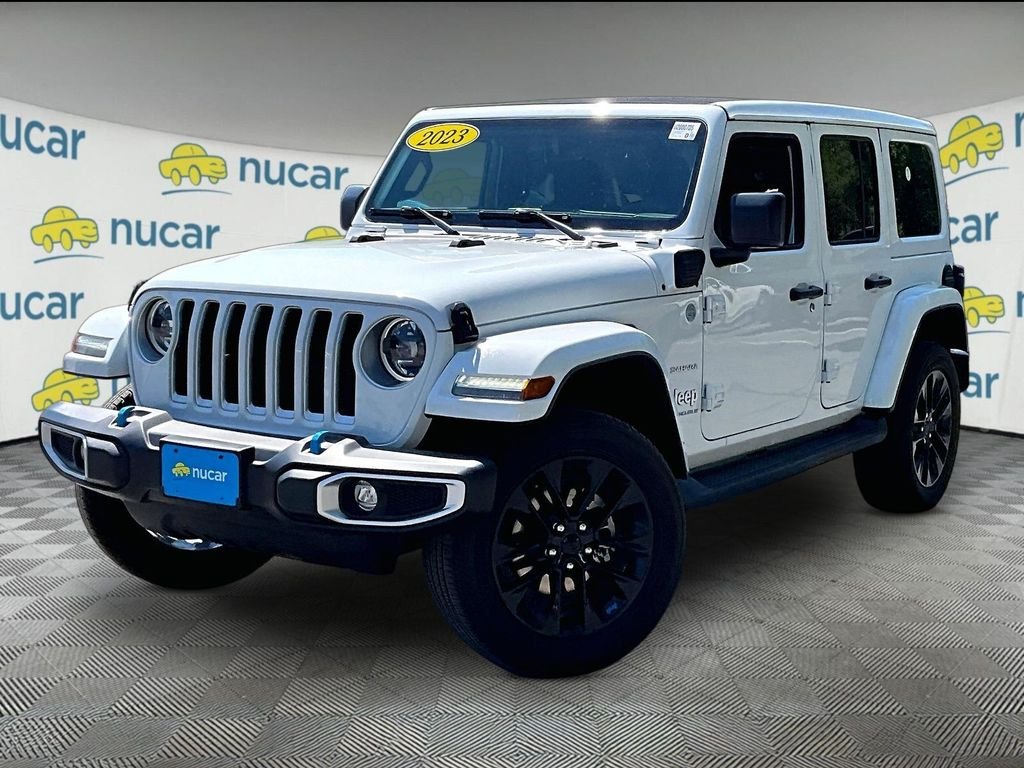 Used 2023 Bright White Clearcoat Jeep Sahara 4xe image 3
