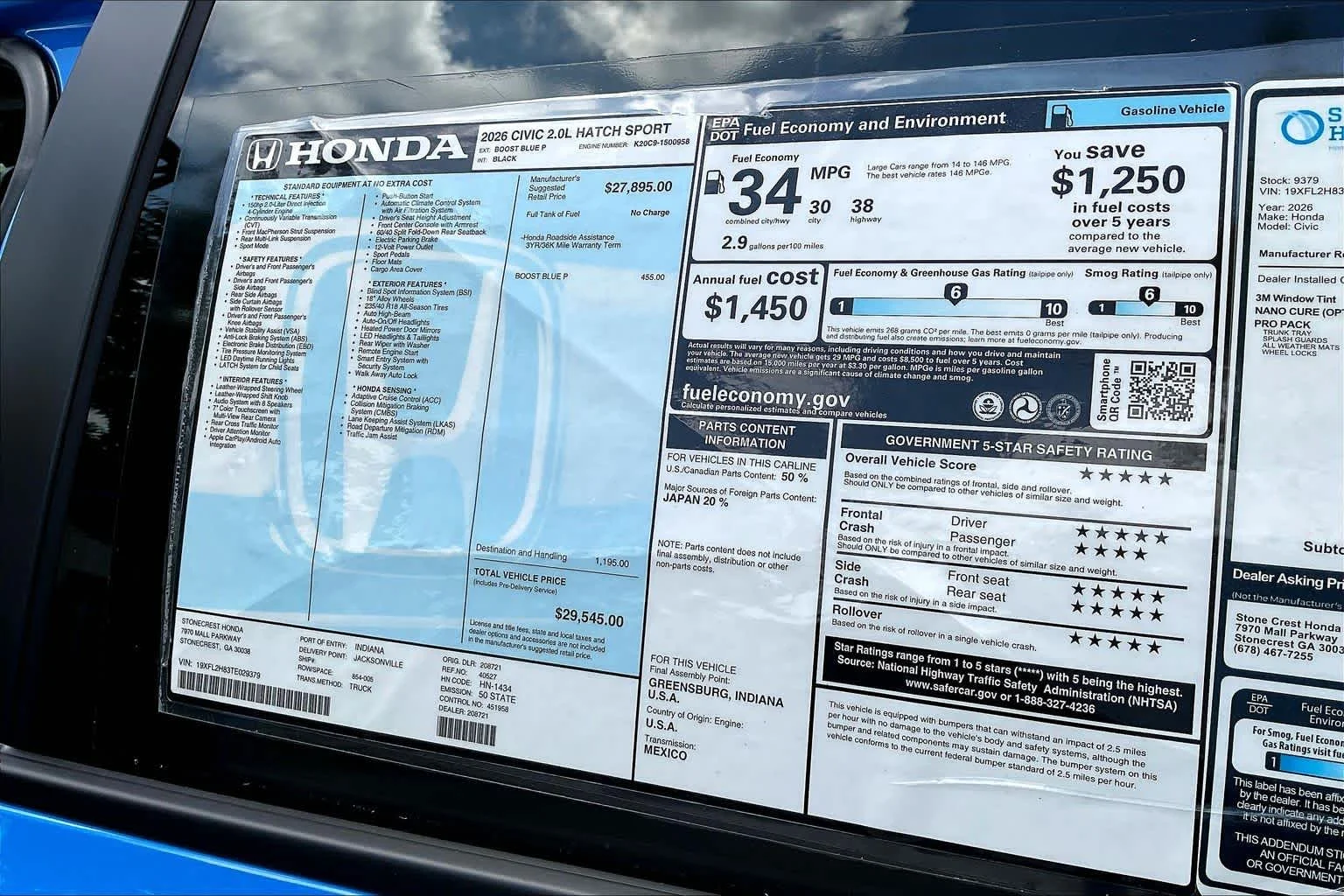 New 2026 Boost Blue Pearl Honda Sport image 20