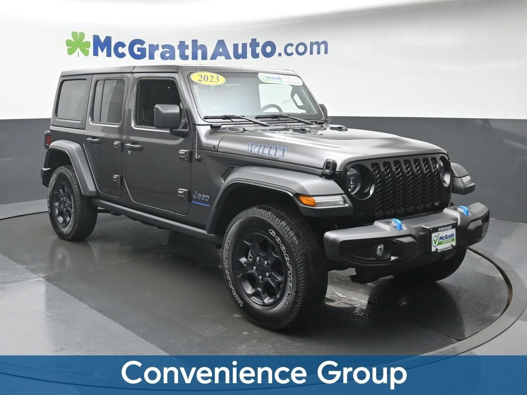 Used 2023 Jeep Wrangler 4xe Willys 4XE with VIN 1C4JJXN69PW684853 for sale in Cedar Rapids, IA