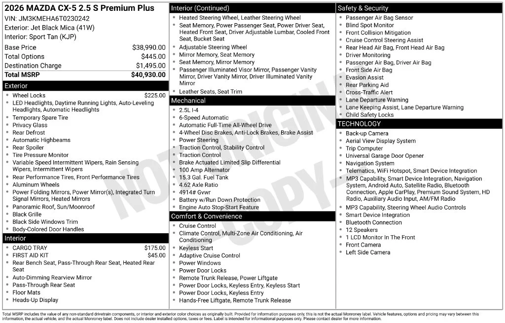 New 2026 Black Mazda 2.5 S Premium Plus image 3