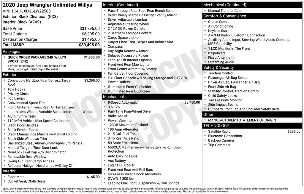 Used 2020 Black Clearcoat Jeep Unlimited Sport image 15