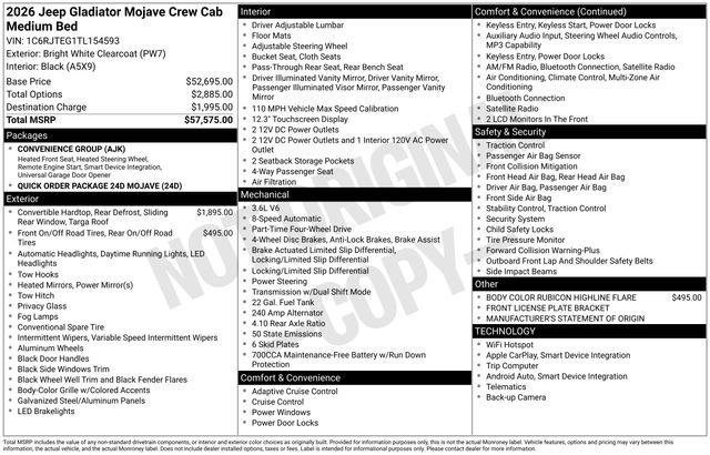 New 2026 Bright White Clear-Coat Exterior Paint Jeep Mojave image 29