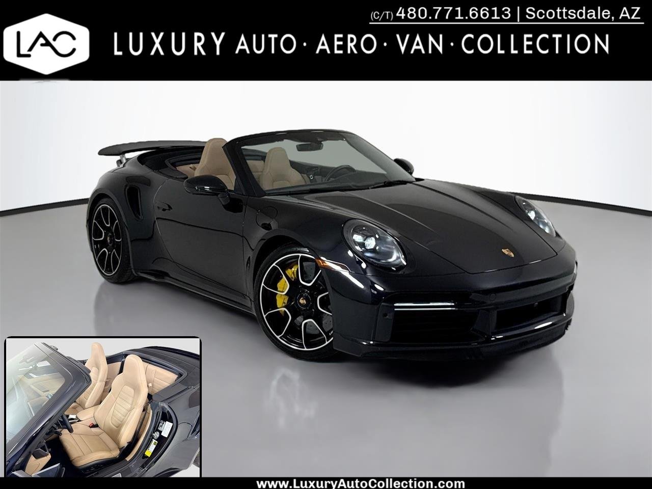 Used 2024 Black Porsche Turbo S Cabriolet | Front Lift | PCCB's image 1
