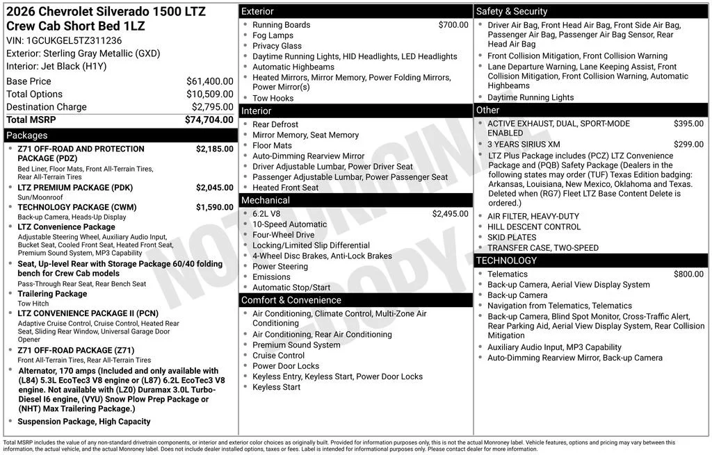 New 2026 Sterling Gray Metallic Chevrolet LTZ image 7
