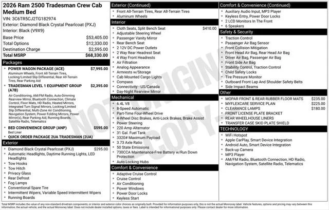 New 2026 Diamond Black Crystal Pearl-Coat Exterior Paint RAM TRADESMAN image 6