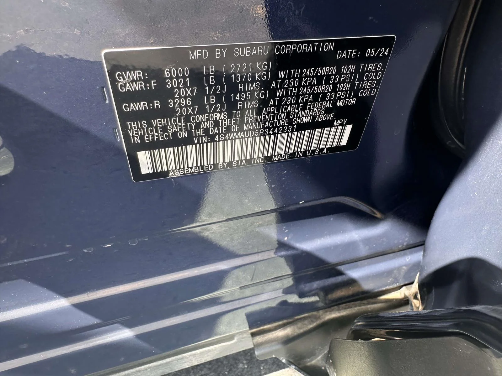 Certified Used 2024 Cosmic Blue Pearl Subaru Limited image 17