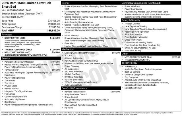 New 2026 Bright White Clear-Coat Exterior Paint RAM Limited image 6