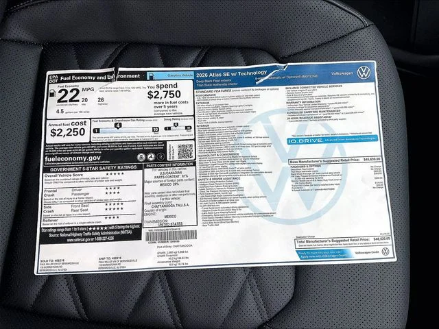 New 2026 Black Volkswagen SE w/Technology image 11