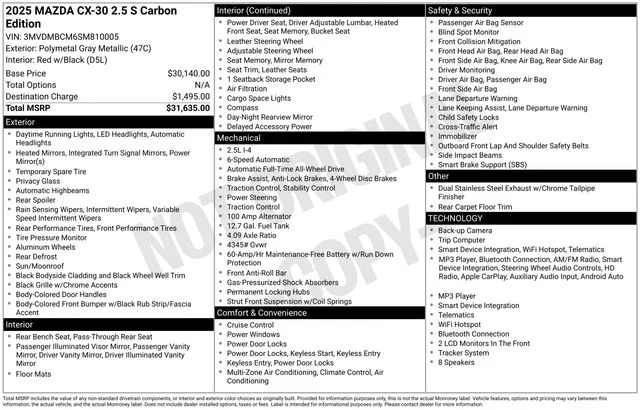 Used 2025 Gray Mazda 2.5 S Carbon Edition image 7