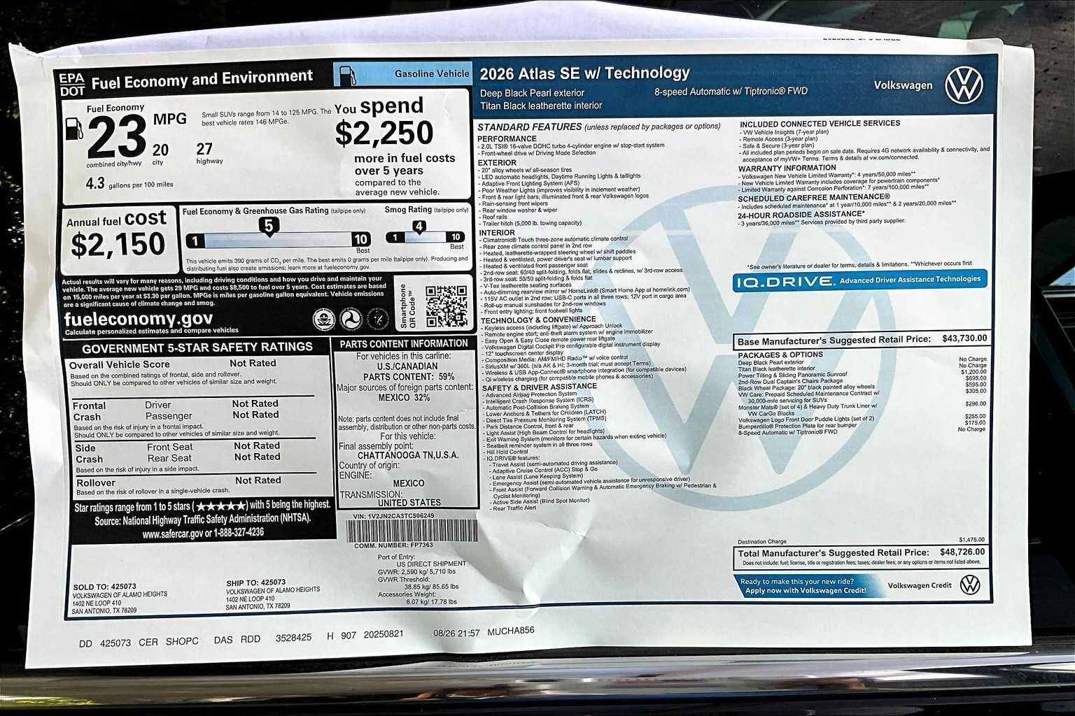 New 2026 Deep Black Pearl Volkswagen 2.0T SE w/ Technology image 19