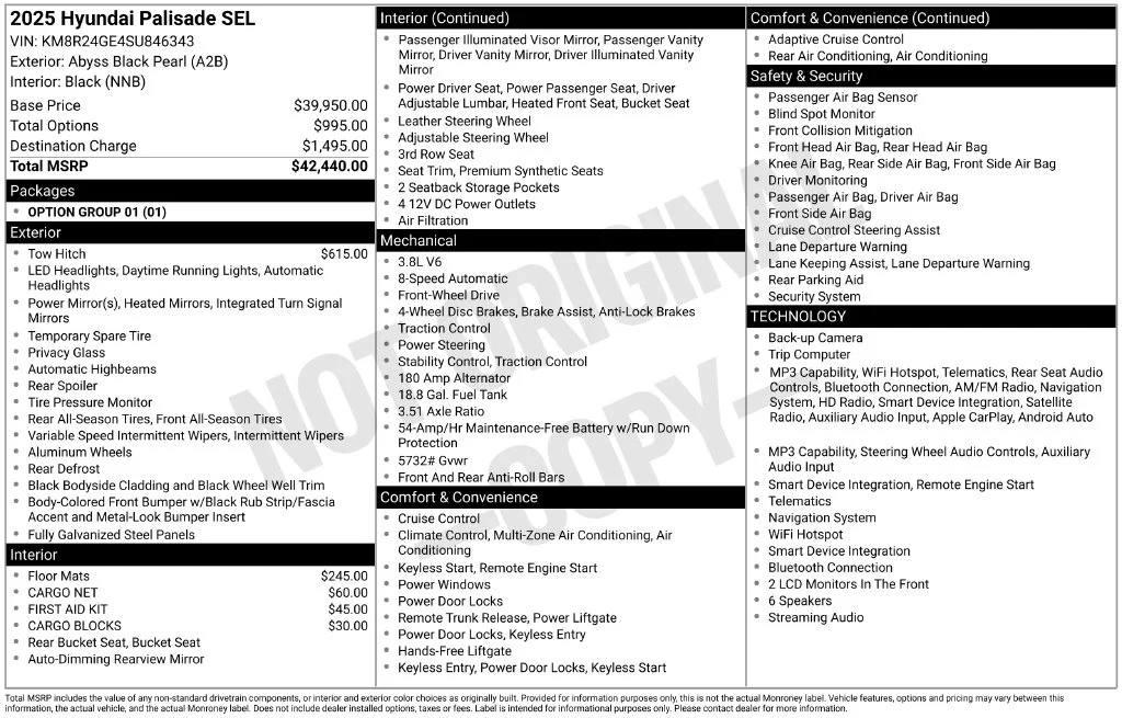 Used 2025 Black Hyundai SEL image 3