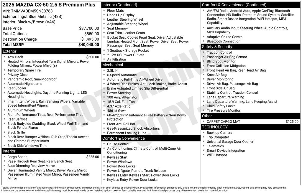 Certified Used 2025 Blue Metallic Mazda 2.5 S Premium Plus Package image 3