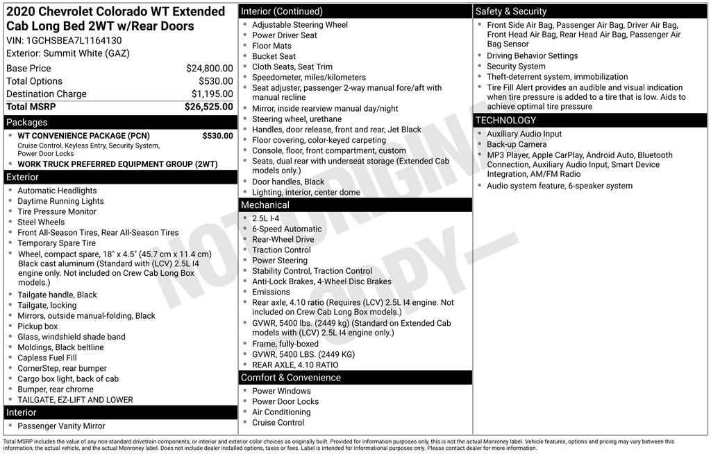 Used 2020 White Chevrolet Work Truck image 2