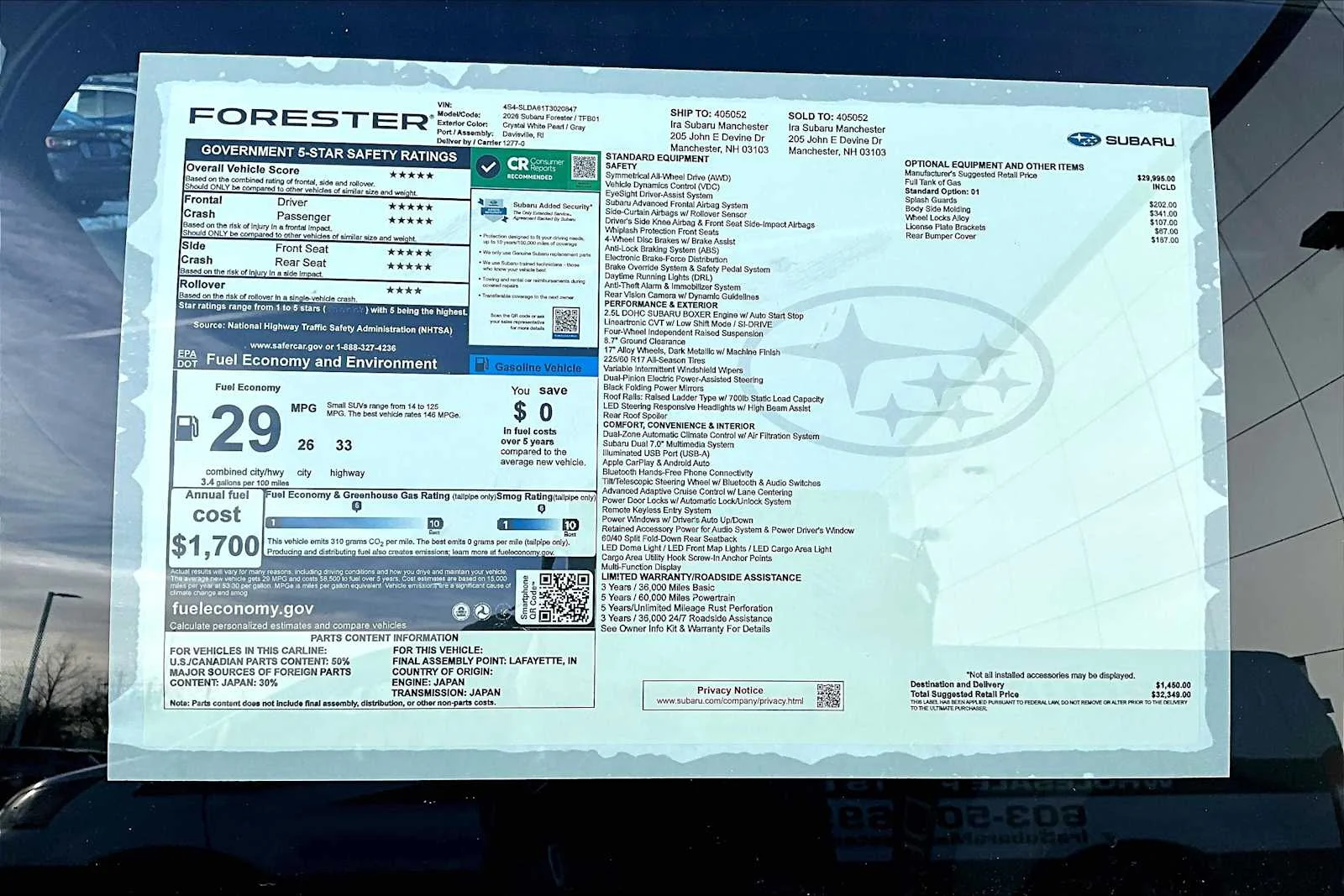 New 2026 Crystal White Pearl Subaru  image 19