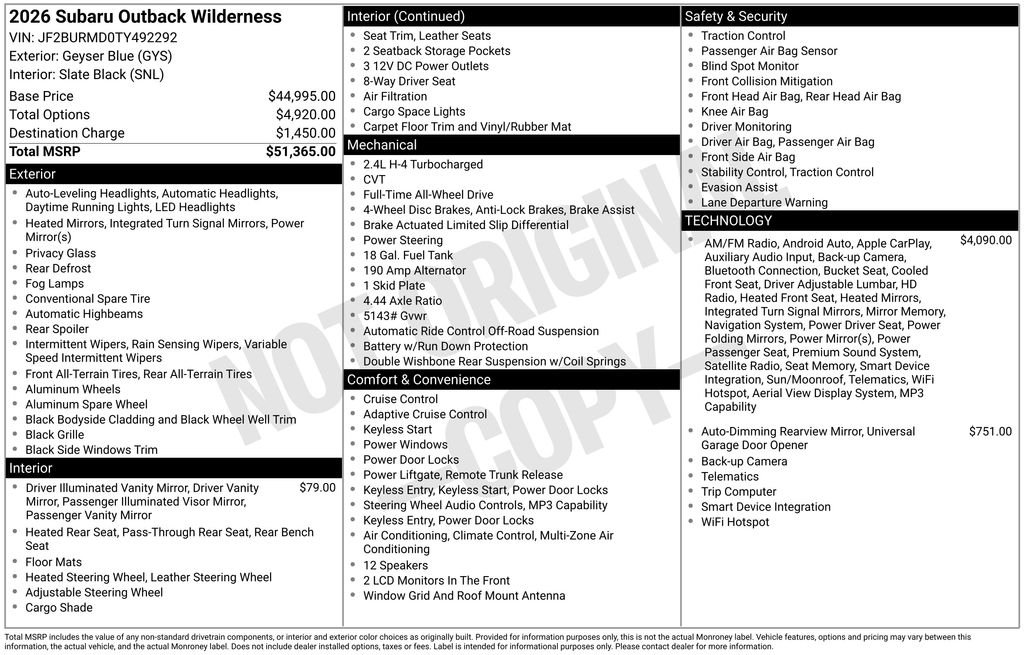 Used 2026 Blue Subaru Wilderness image 3