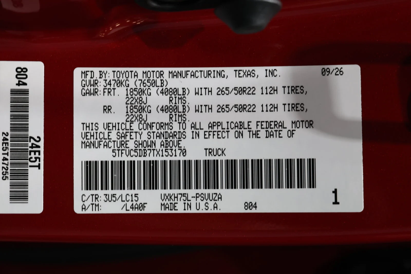 New 2026 Supersonic Red Toyota Capstone image 33