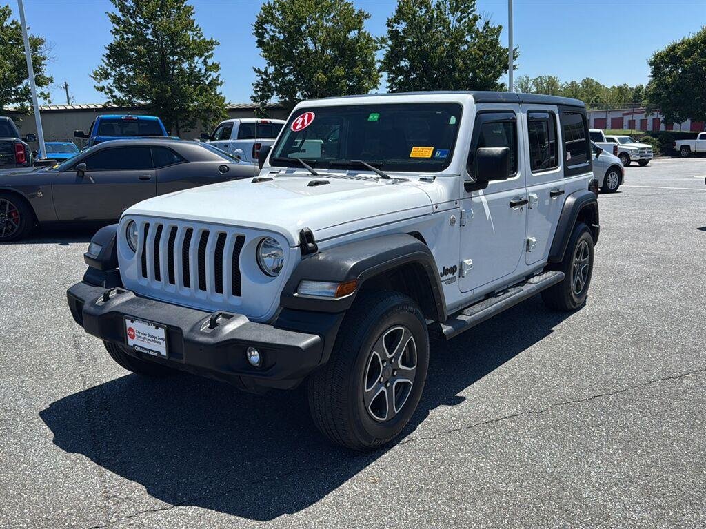 Used 2021 Bright White Clearcoat Jeep Unlimited Sport S image 1