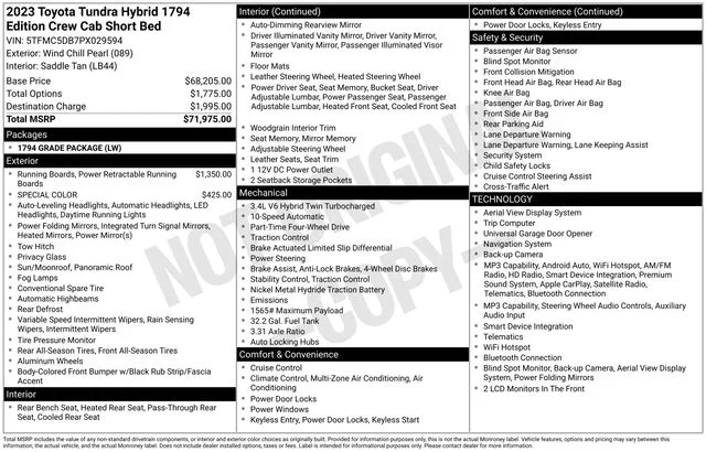 Used 2023 Pearl Toyota 1794 Edition image 43
