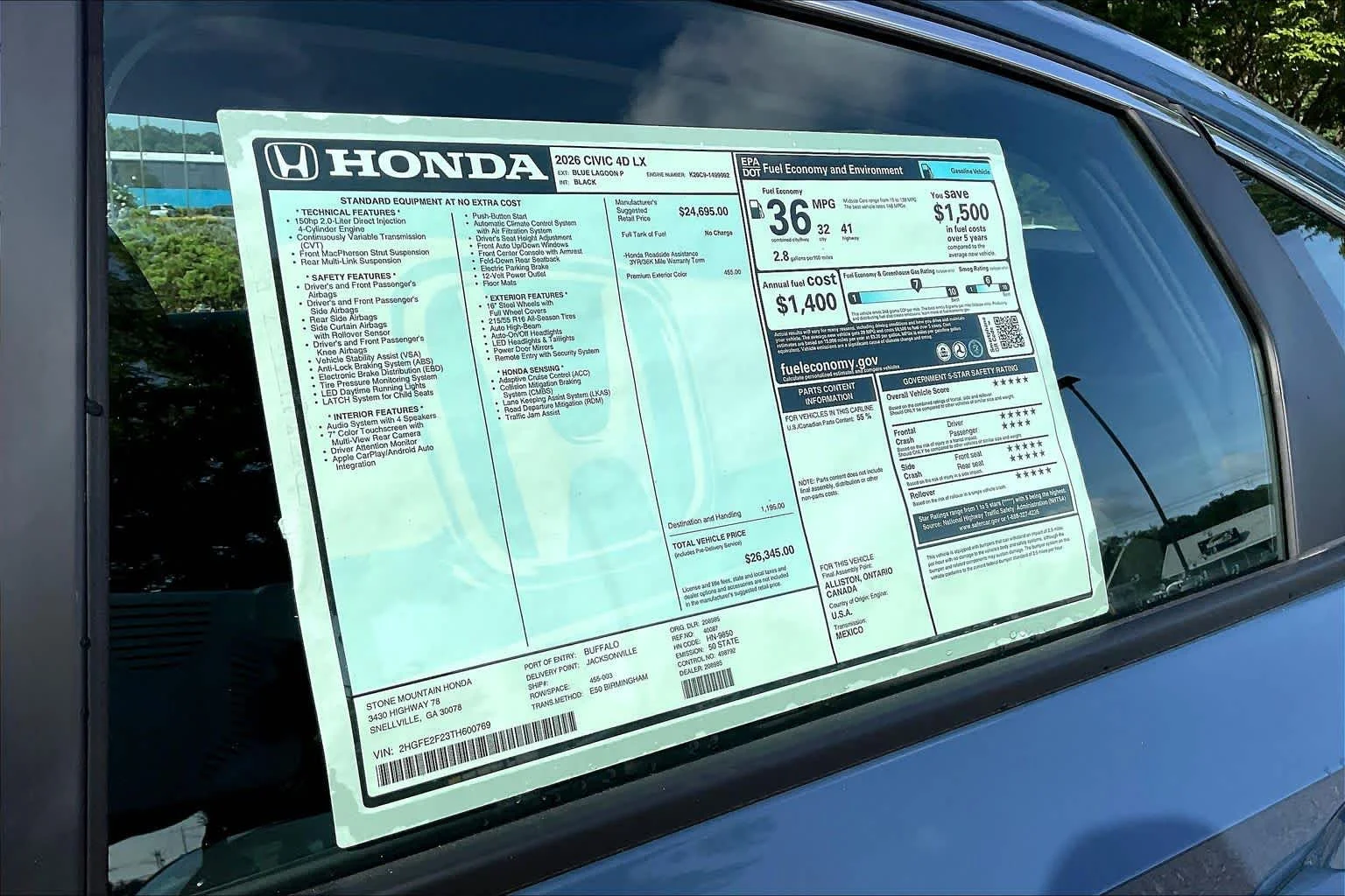 New 2026 Blue Lagoon Pearl Honda LX image 20