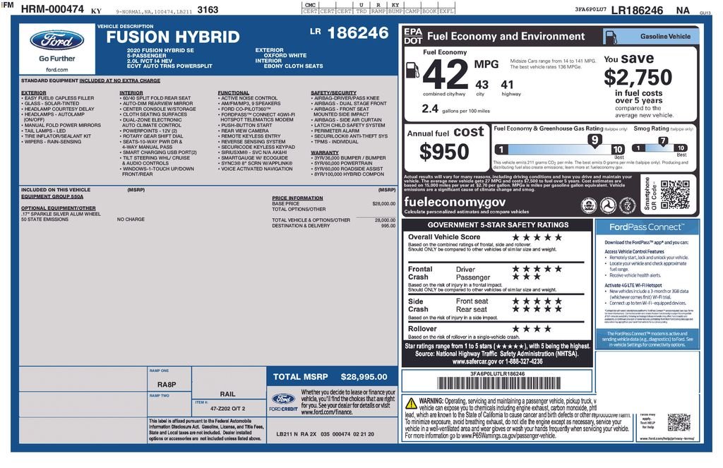 Used 2020 White Ford SE image 25