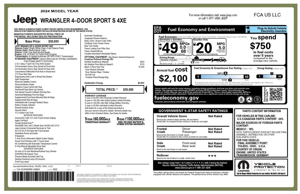 Certified Used 2024 White Jeep Sport S 4xe image 3