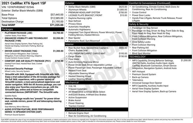 Certified Used 2021 Stellar Black Metallic Cadillac Sport image 28
