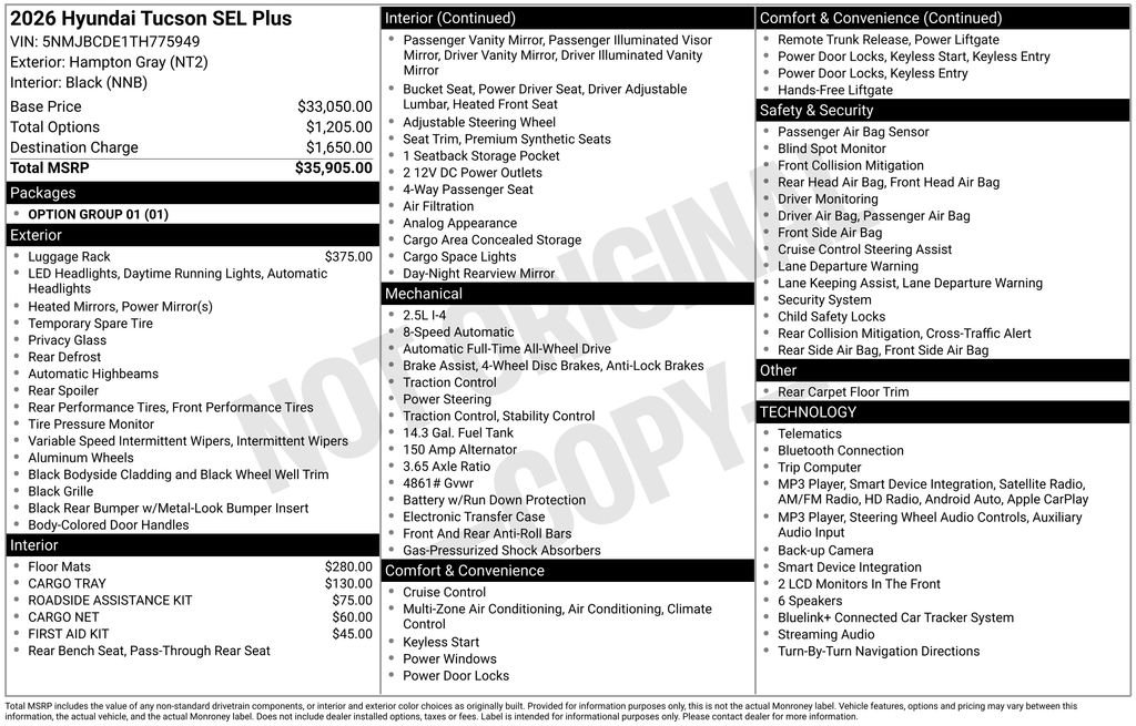 New 2026 Gray Hyundai SEL Plus image 4