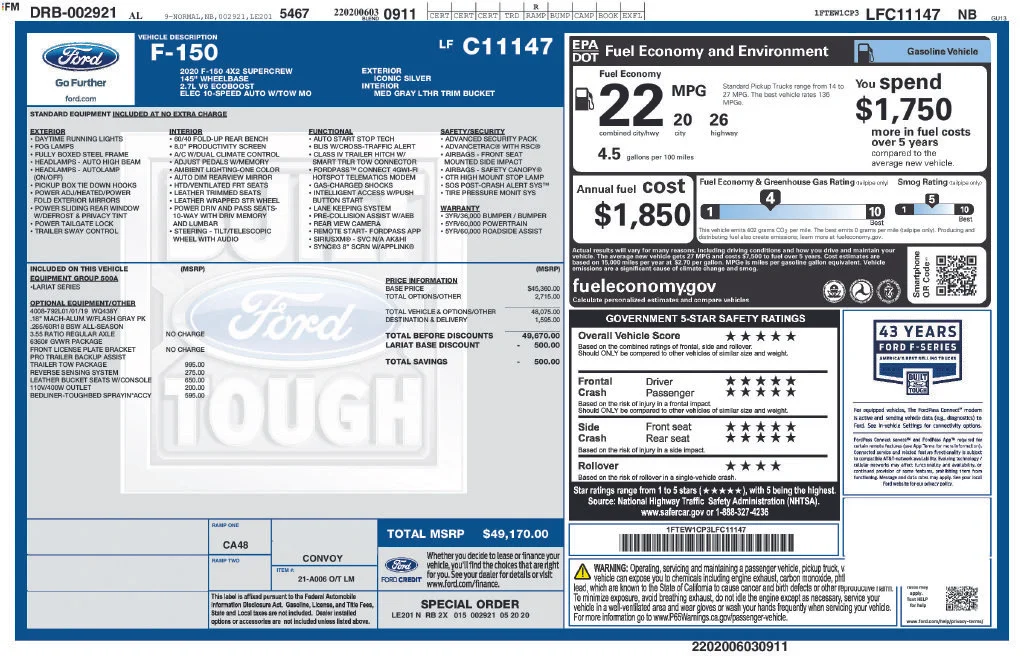 Used 2020 Silver Ford Lariat image 54