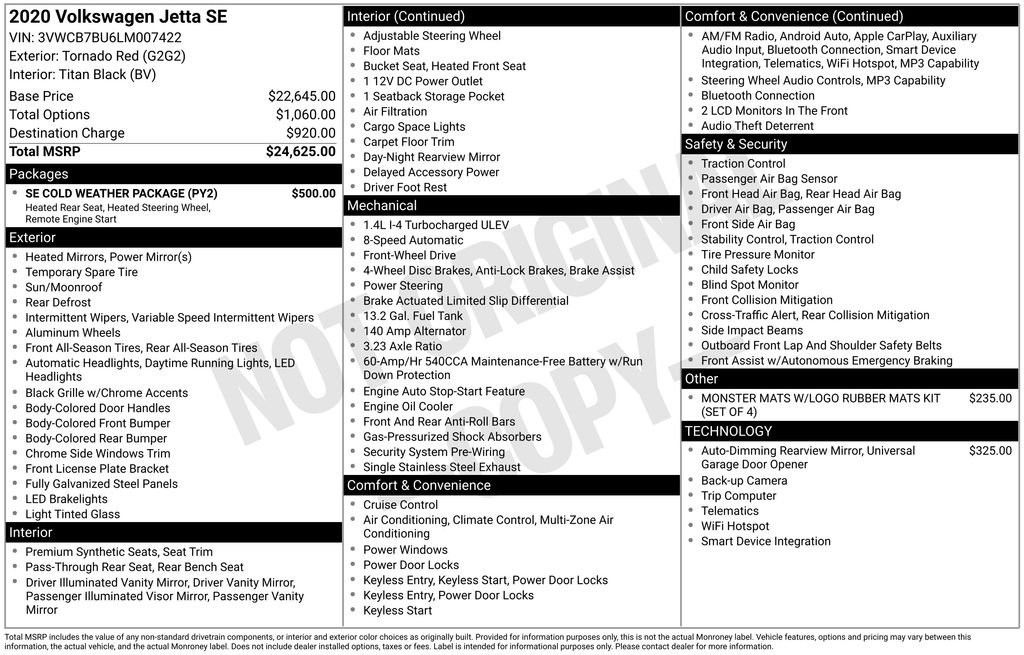 2020 Volkswagen Jetta 1.4T SE Auto's photo