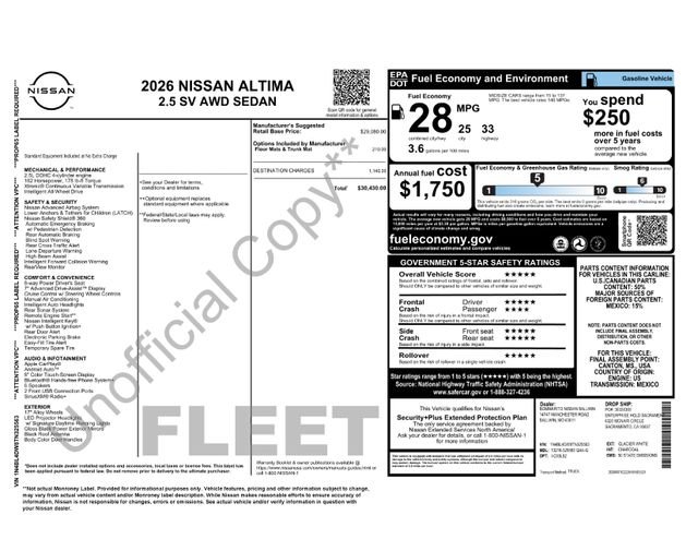 Used 2026 White Nissan 2.5 SV image 3