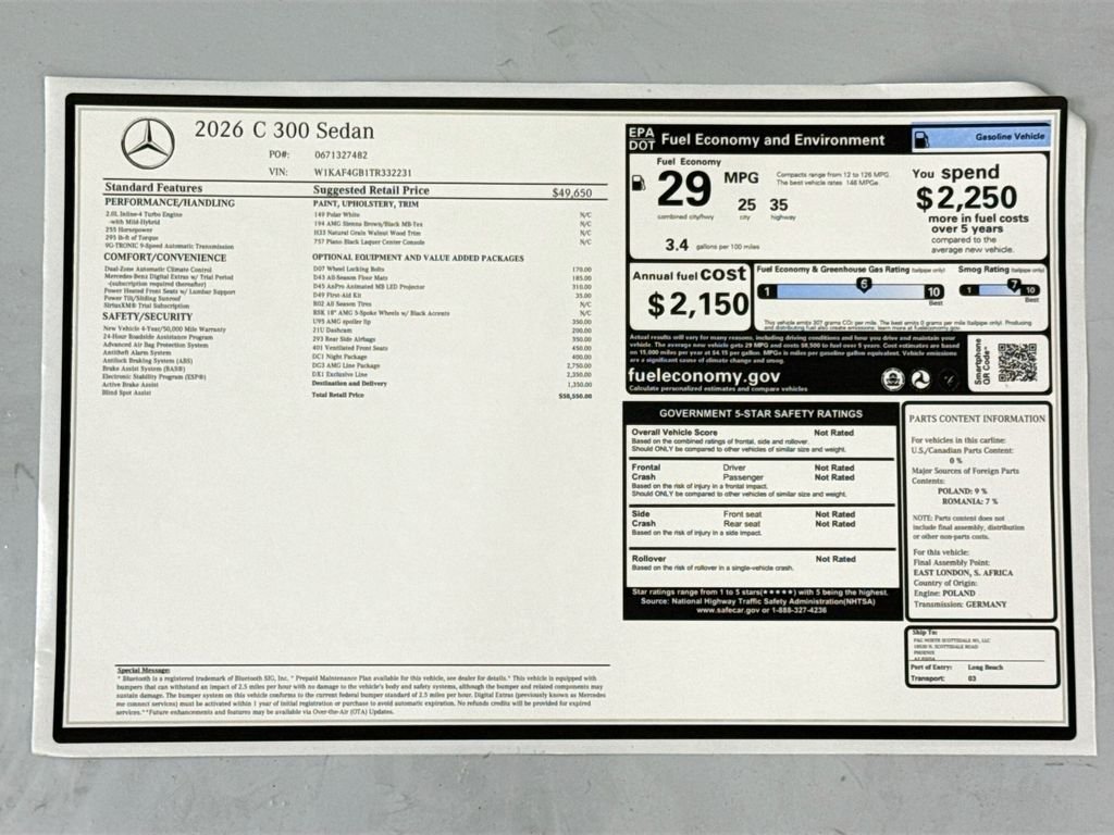 New 2026 Polar White Mercedes-Benz C 300 image 9