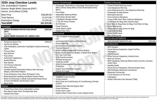 New 2026 Bright White Clear-Coat Exterior Paint Jeep Laredo image 28