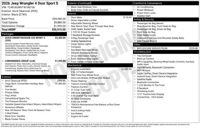 New 2026 Gray Jeep Sport S image 51