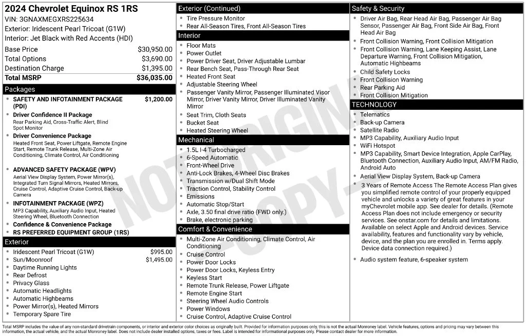 Used 2024 Iridescent Pearl Tricoat Chevrolet RS image 2