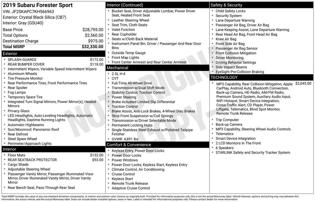 Used 2019 Black Subaru Sport image 35