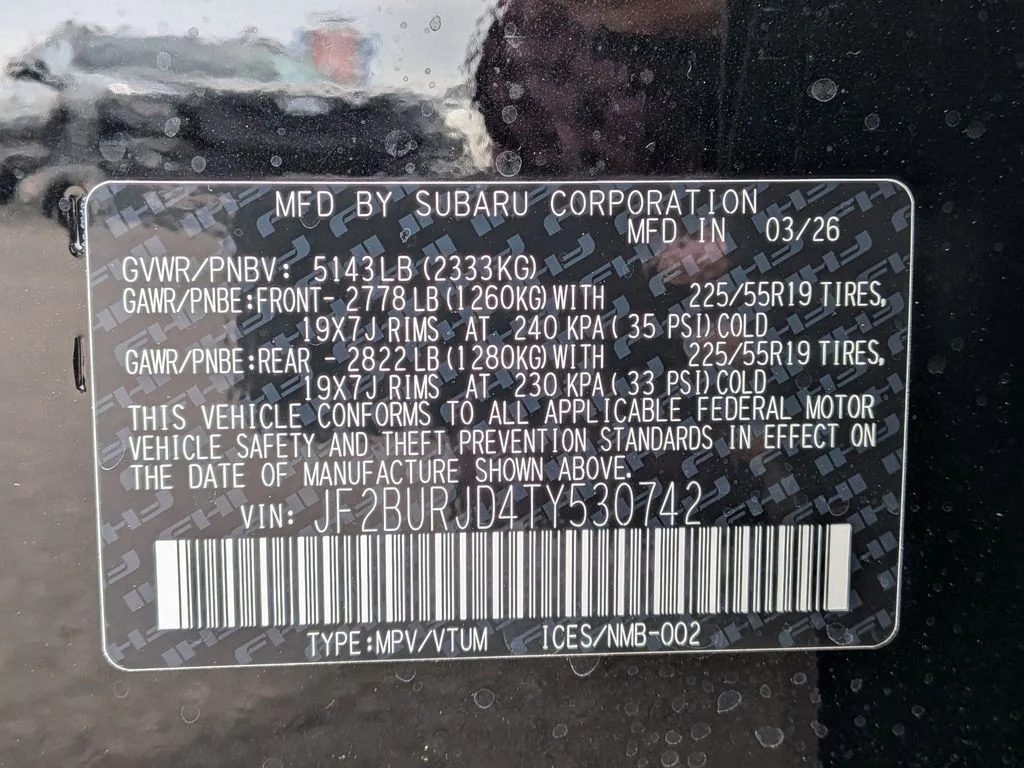 New 2026 CRYSTAL BLACK SILICA Subaru Touring XT image 27