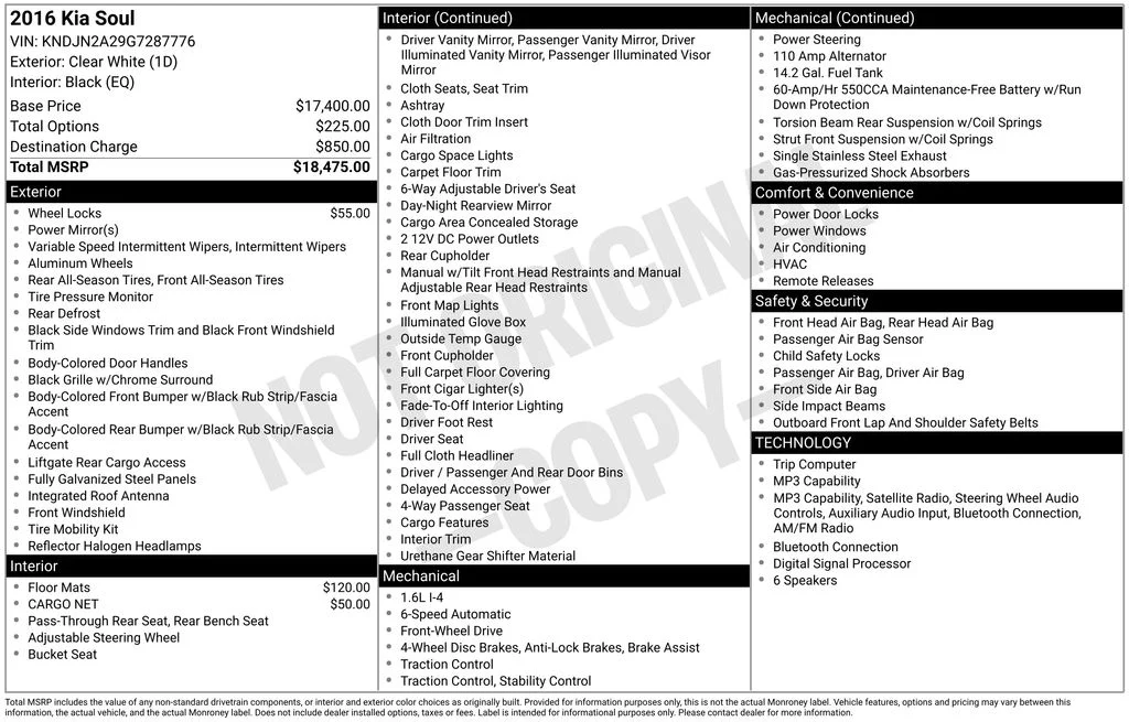 Used 2016 White Kia Base image 2