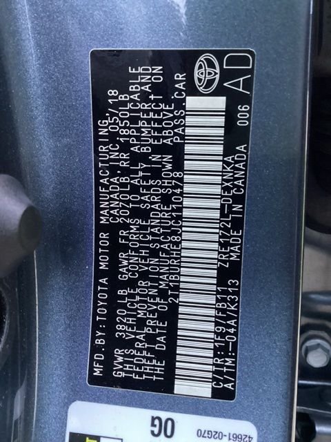 Used 2018 Slate Metallic Toyota LE image 29