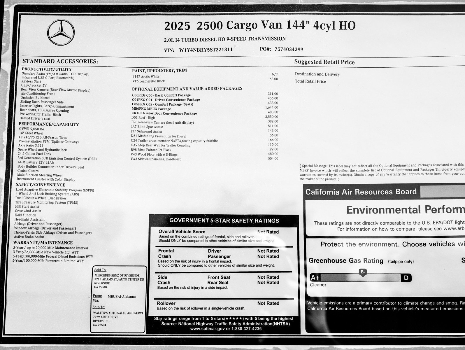 New 2025 Arctic White Mercedes-Benz 2500 High Roof I4 Diesel HO 144 RWD image 26