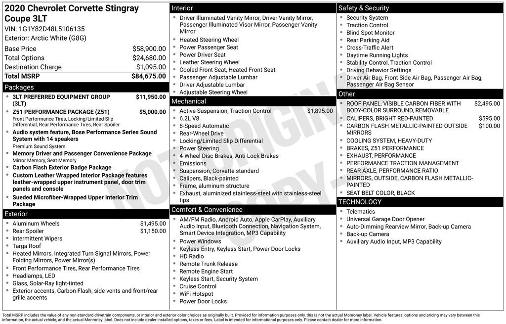 Used 2020 White Chevrolet Stingray image 23