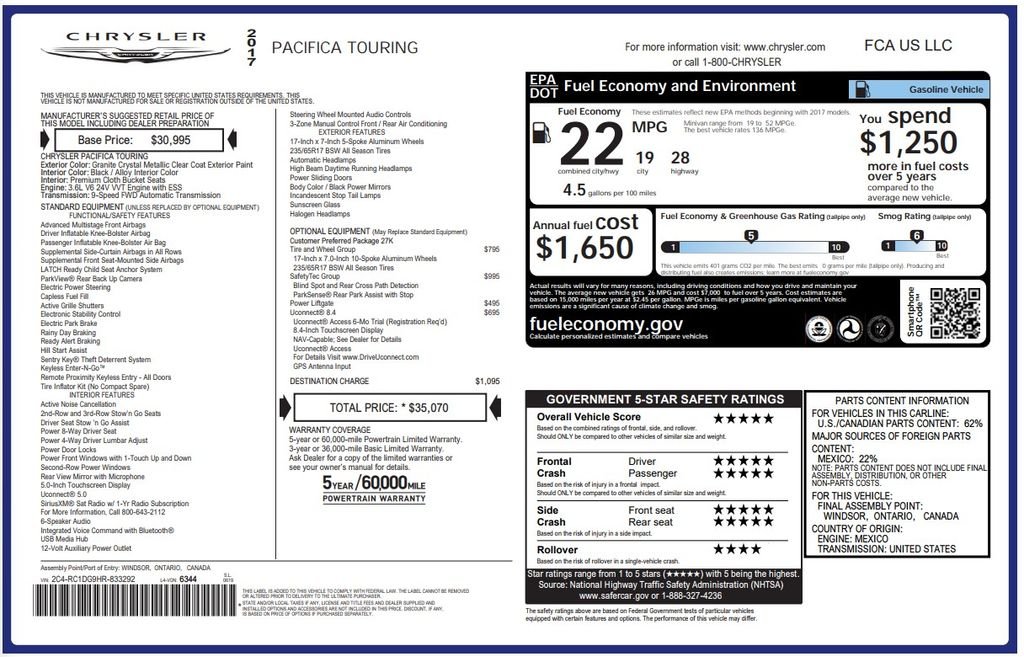 Used 2017 Gray Chrysler Touring image 26