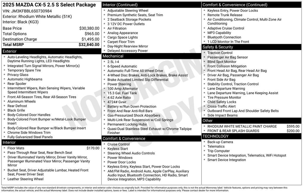 Certified Used 2025 White Mazda 2.5 S Select Package image 7